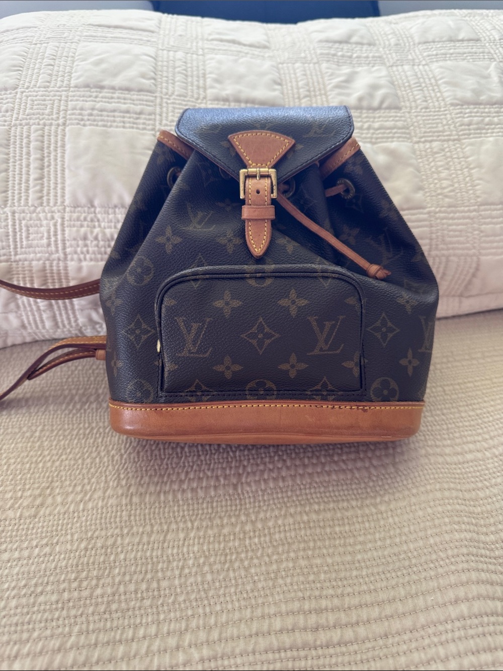 Louis Vuitton Monogram Drawstring Mini Backpack in Brown and Tan Leather Trim